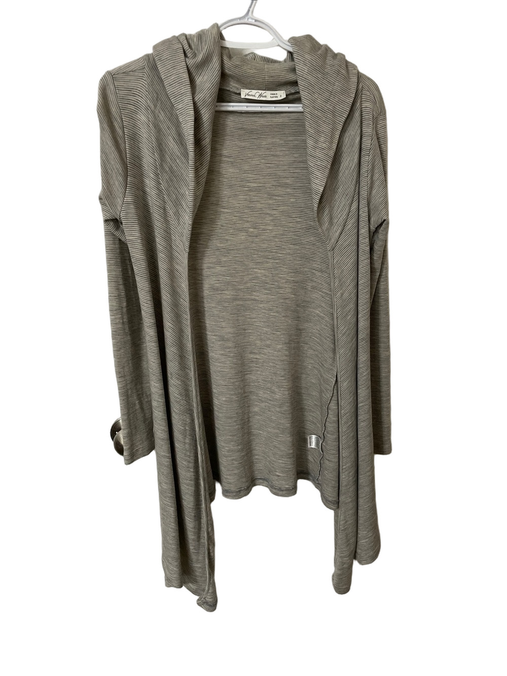 Viktoria & Woods Wool Light Grey Hooded Open-Front Cardigan Size 6